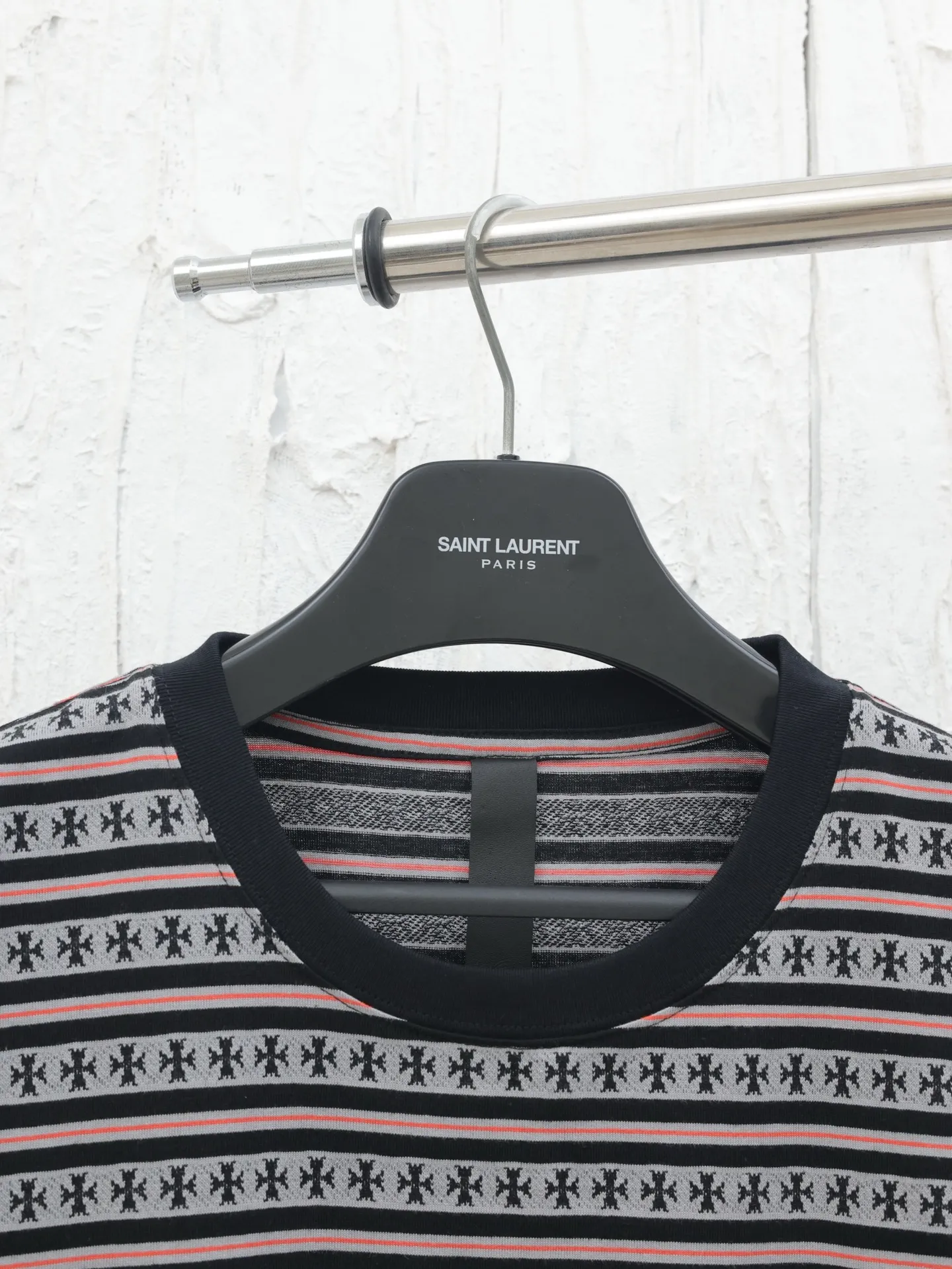 🅿️290 Come Hearts*/Cro Hearts 25 spring and summer new yarn-dyed all-over printed striped knitted round neck short sleeves Size: S/M/L